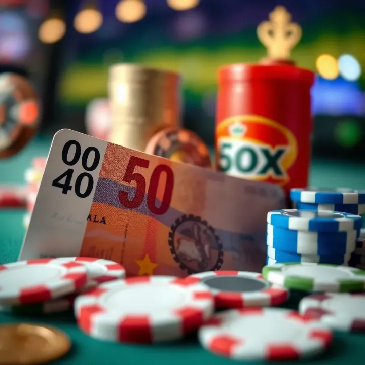 Australian currency and casino chips representing bonus benefits and wagering conditions