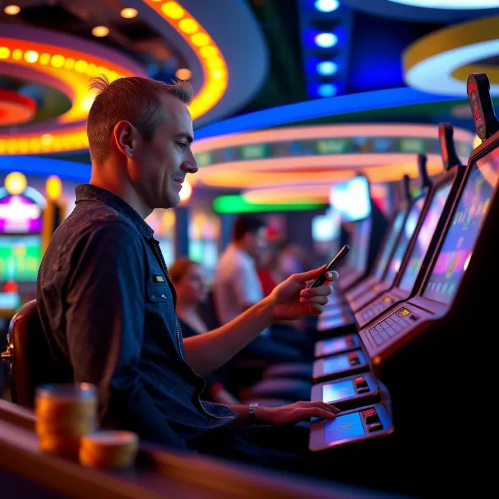 Illustration of Australian player using free chips on Ricky Casino platform to enhance gaming experience