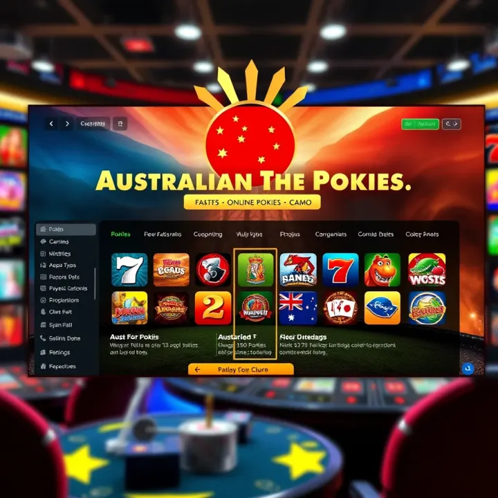 Illustration of Australian-themed online casino platform displaying game variety and customer support options