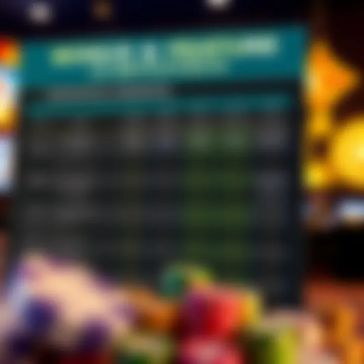 Comparison chart highlighting bonus features and value across Australian online casinos