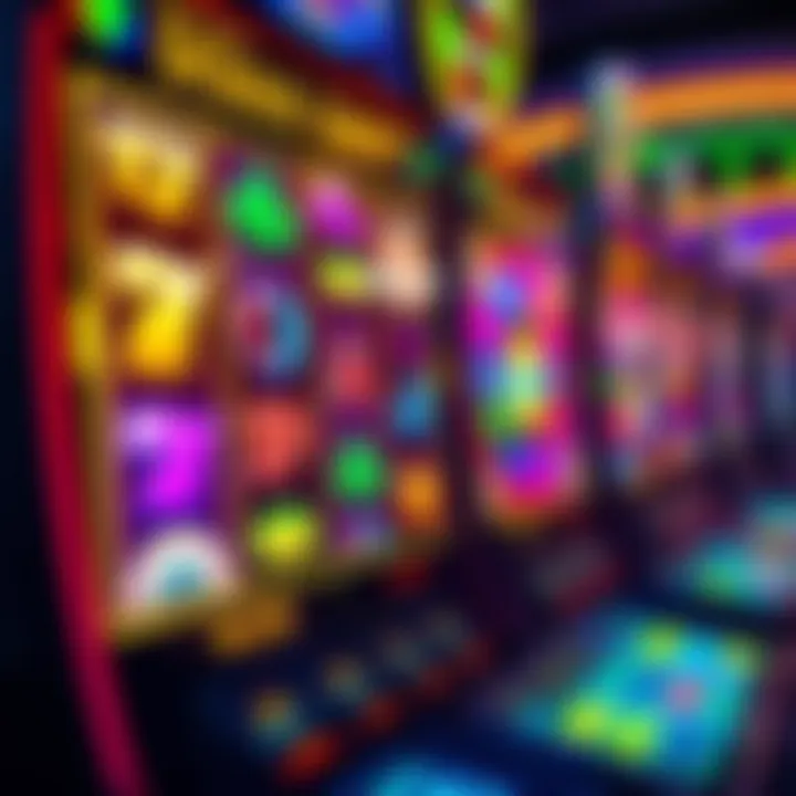 Colorful online slot machine reels displaying various symbols and bonus icons