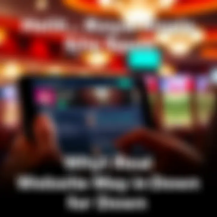 Graphic showing a user checking website status on a device with notifications and updates displayed