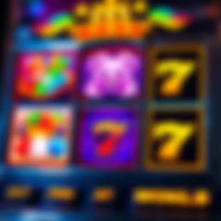 Colorful slot machine symbols and winning paylines from Royal Reels