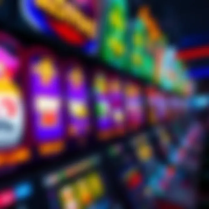 Detailed View of Vibrant Pokies Slot Games Close-up view of vibrant pokies slot games displayed on a digital screen