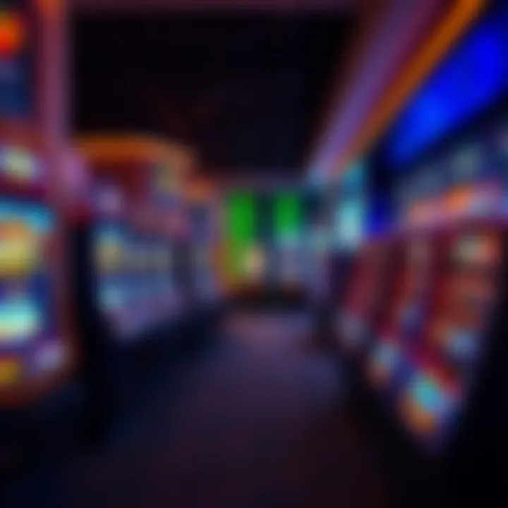 Modern Australian casino room featuring rows of electronic pokies machines with colorful lighting