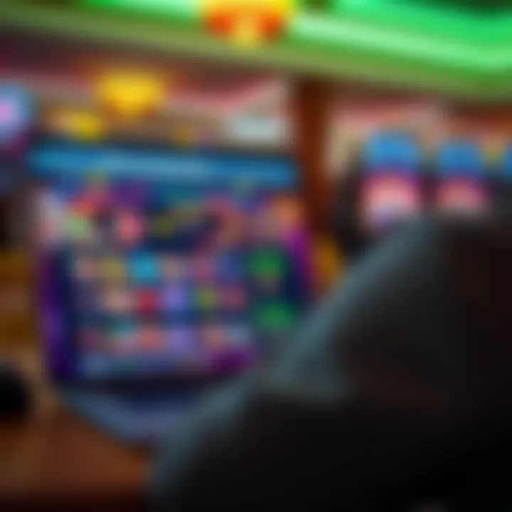 User browsing a colorful Australian online pokies website on a laptop