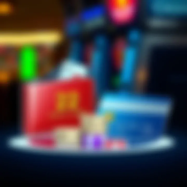 Digital wallet and credit card icons symbolizing secure payment methods and transactions for online casino players