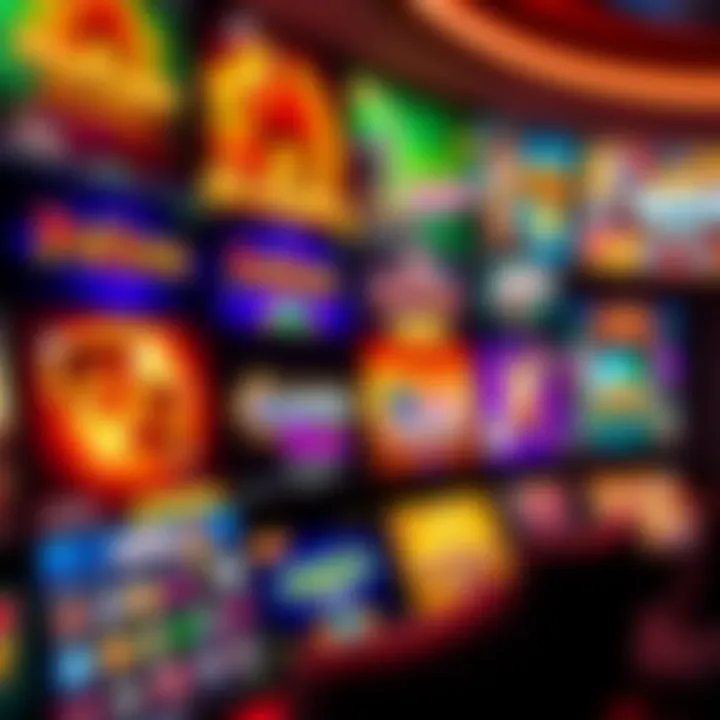 Colorful display of diverse casino games on a digital platform showcasing slots, table games, and live dealer options