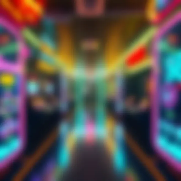Detailed pixel art environment with neon colors and dynamic lighting reflecting a classic retro game style