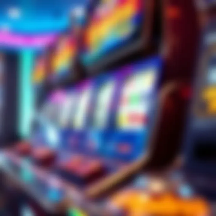 Colorful casino pokies machine with spinning reels and bright symbols