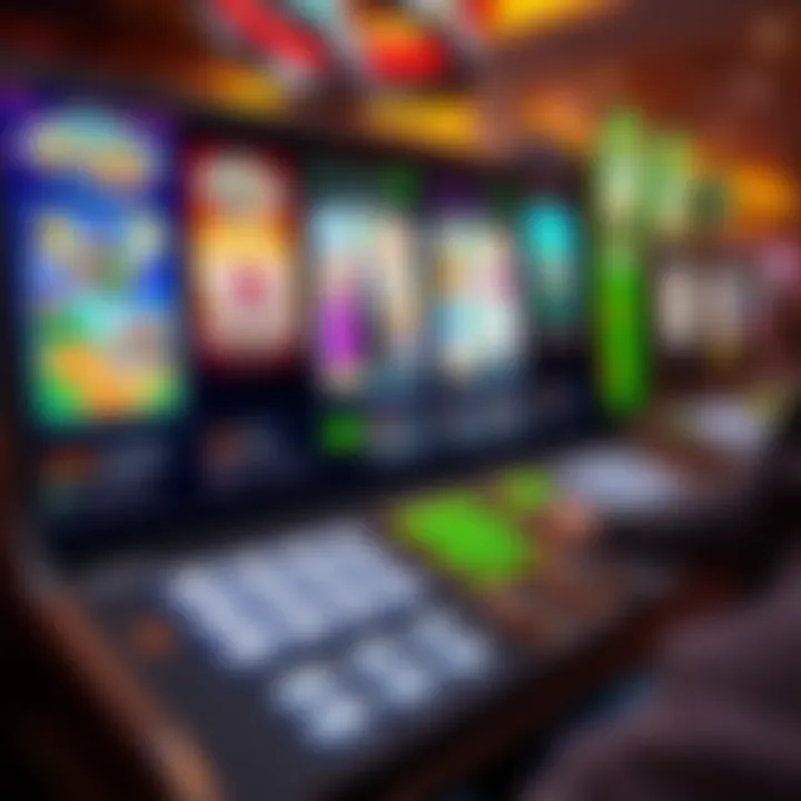 Online pokies game interface showing various themed slot options and user controls