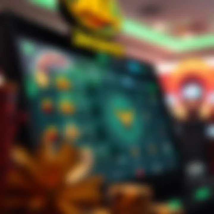 Illustration of online casino interface showcasing various bonus codes and rewards available for players