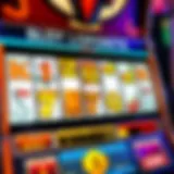 Digital slot machine displaying winning symbols and bonus credits