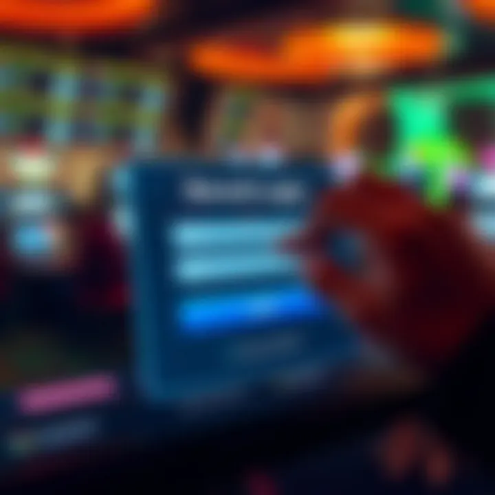 User entering login details on a secure gaming website interface