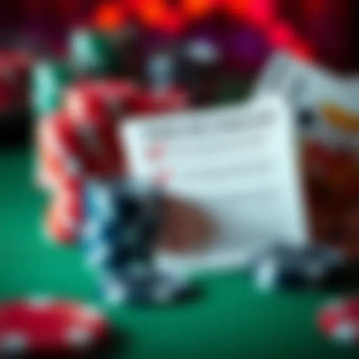 Graphic showing terms and conditions checklist alongside casino chips and cards