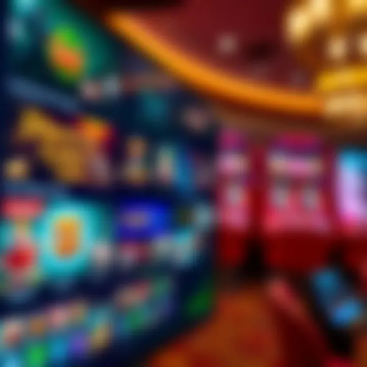 Variety of online casino games displayed on a digital screen