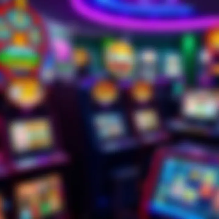 Colorful casino slot machines showcasing a variety of game themes