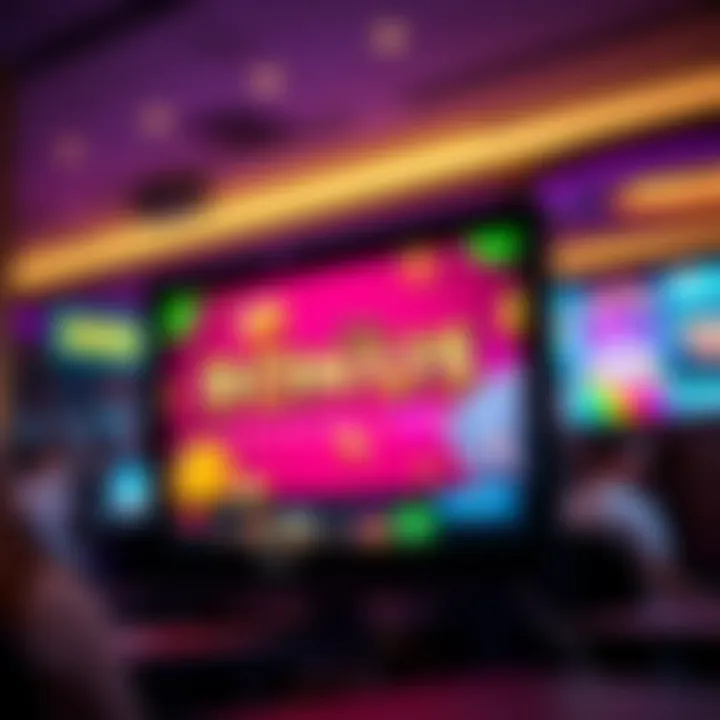 Illustration of a casino bonus offer on a digital screen with vibrant colors and casino icons