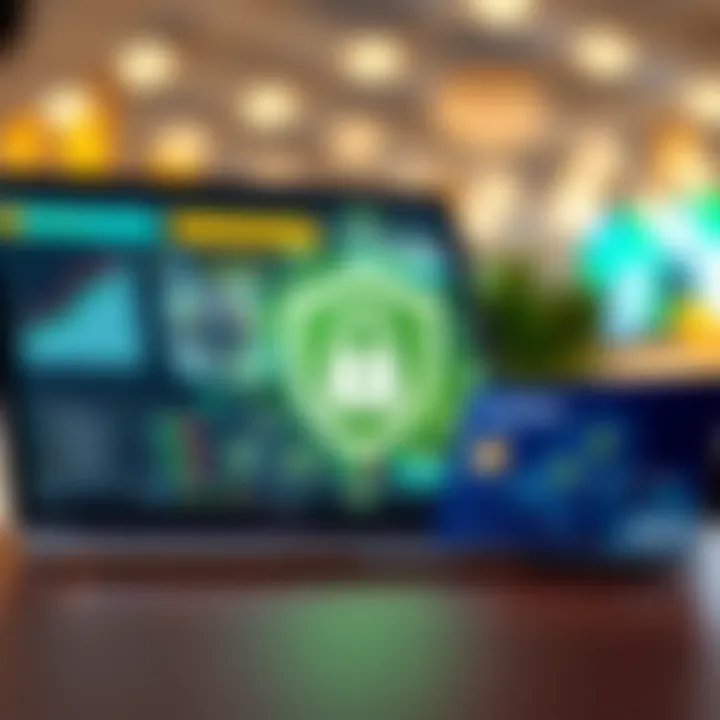 Digital secure payment icons with a laptop and credit card symbolizing safe transactions at Australian online casinos