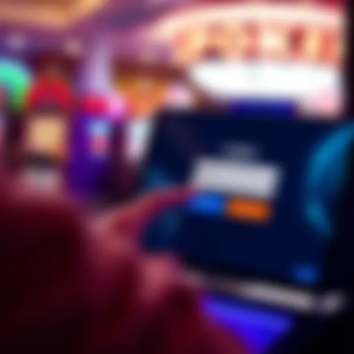 User entering login credentials on an online casino platform screen