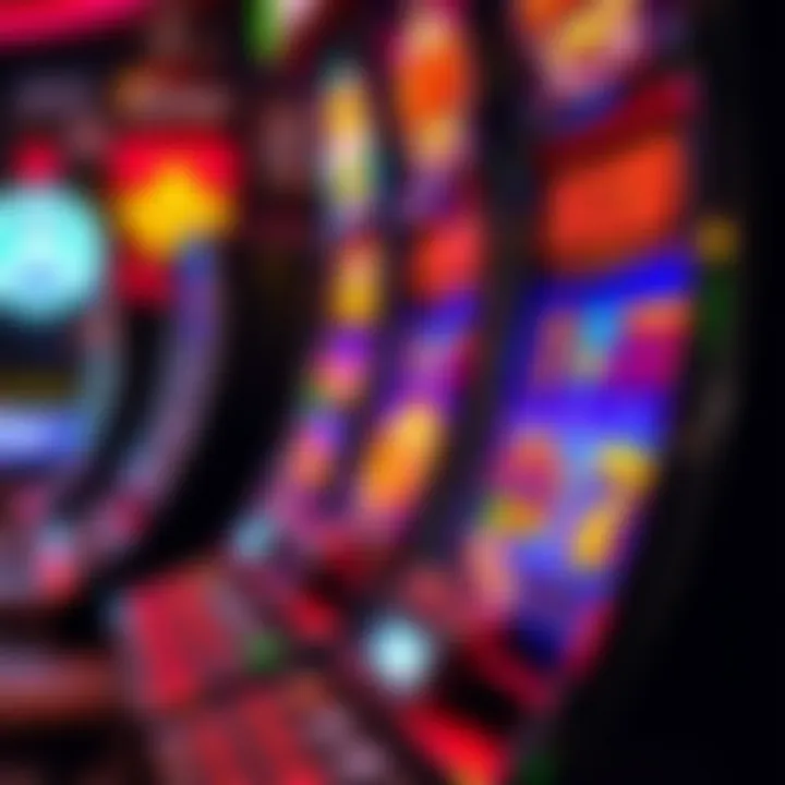 Close-up of a modern electronic slot machine with vibrant symbols on the screen