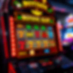 Illustration of a digital slot machine interface highlighting bonus features