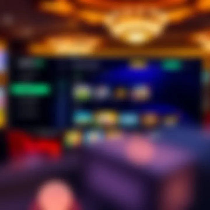 Dashboard screen displaying various casino game options and account management features