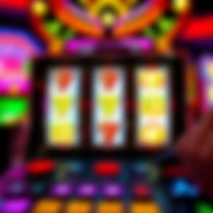 Colorful online pokies game interface displaying vibrant symbols and reels