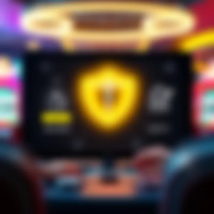 Responsible Online Gaming Emphasizing Balance and Safety Conceptual illustration of digital responsible gaming with balance and security icons