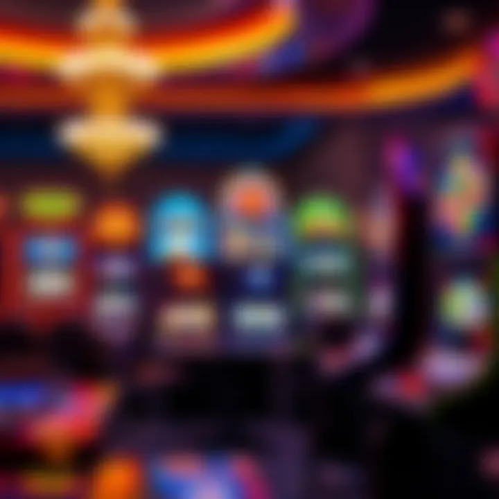 Colorful online casino games interface showcasing a variety of slot machines and table games
