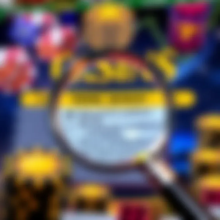 Highlighting Important Terms and Conditions for Ricky Casino Bonus Conceptual graphic showing key terms and conditions checklist for online casino bonuses with a magnifying glass highlighting details