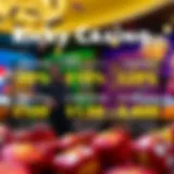 Graphic showing various casino bonus types such as free spins, deposit match, and cashback offers with gaming icons