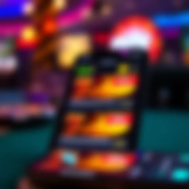 Illustration of a mobile device displaying a casino app with highlighted promotional deals