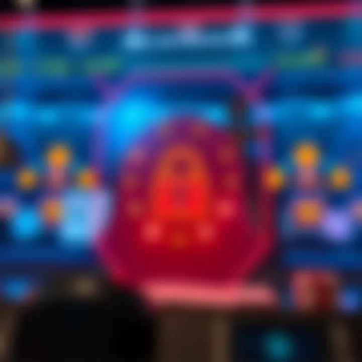 Secure online casino environment with digital lock and gaming symbols