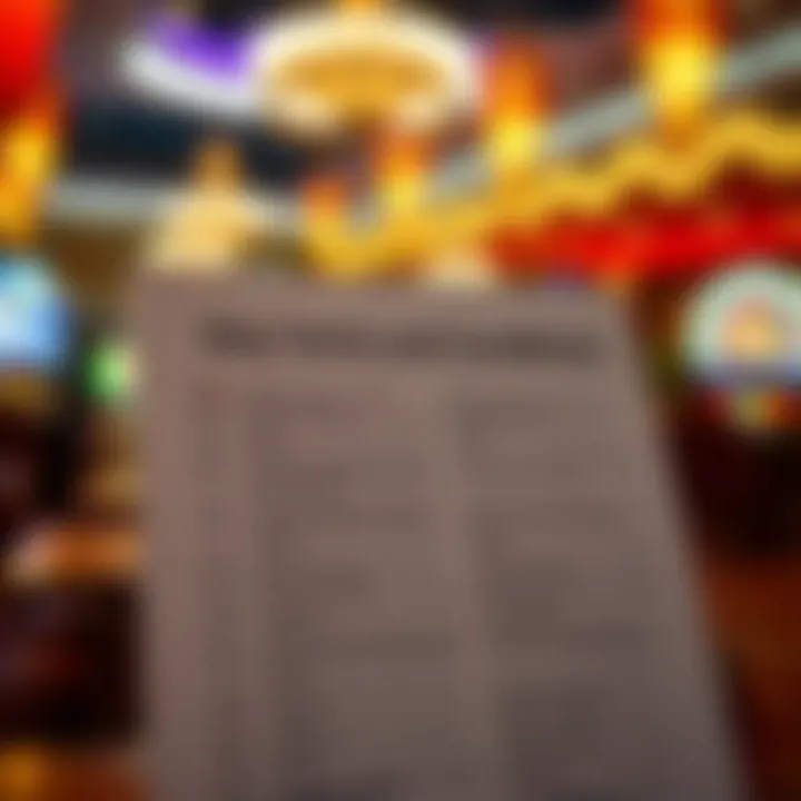 Checklist highlighting important terms and conditions for casino bonus offers