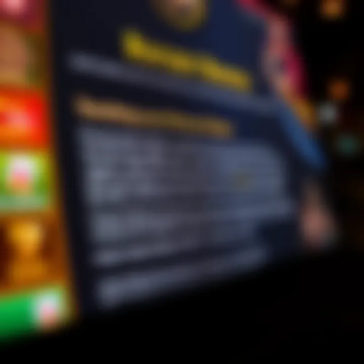 Close-up of online casino interface highlighting terms and conditions for bonuses