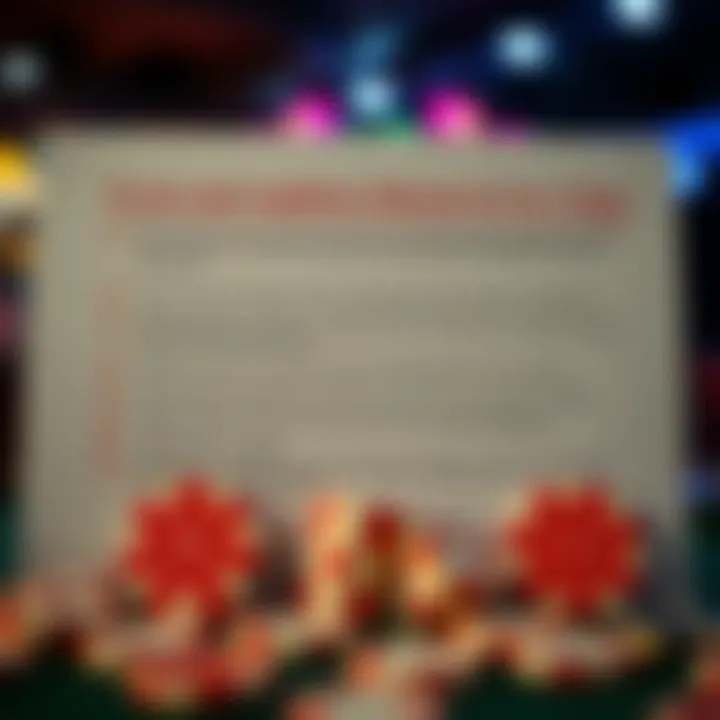 Graphic showing terms and conditions checklist alongside casino symbols emphasizing responsible gambling