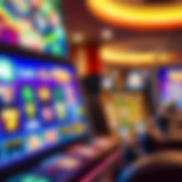 Colorful casino game screen with various slot symbols and bright interface