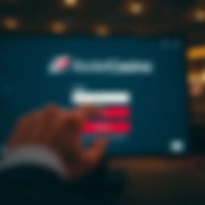 Rocket Casino Login Interface Display User entering credentials on Rocket Casino login page with secure connection
