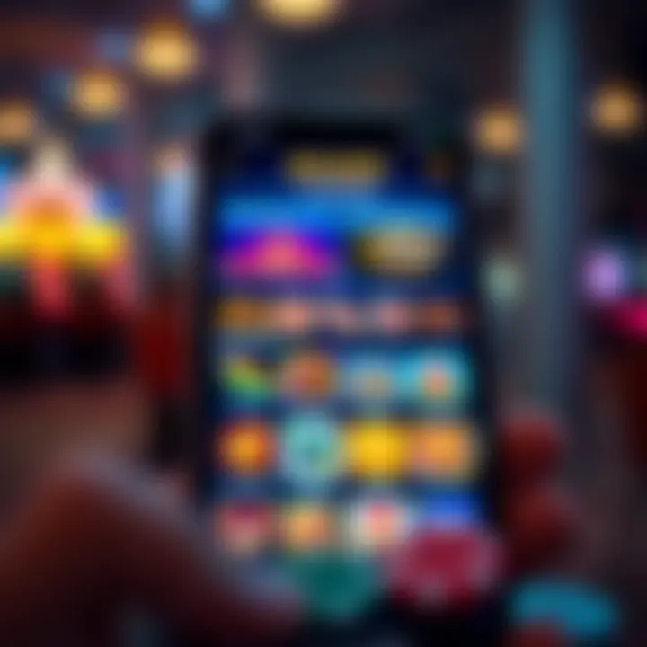 Smartphone displaying Rocket Casino mobile interface with vibrant game icons and smooth navigation