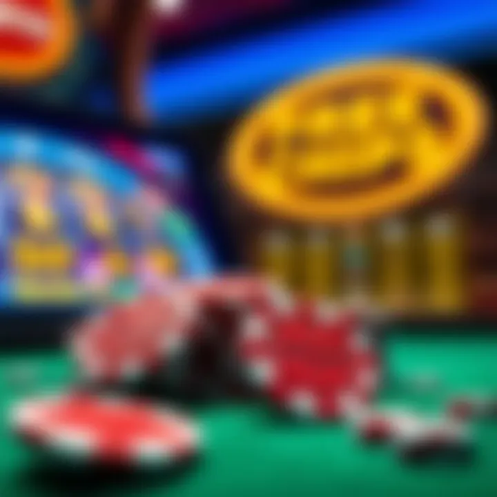 Casino chips and digital interface representing free chip bonuses