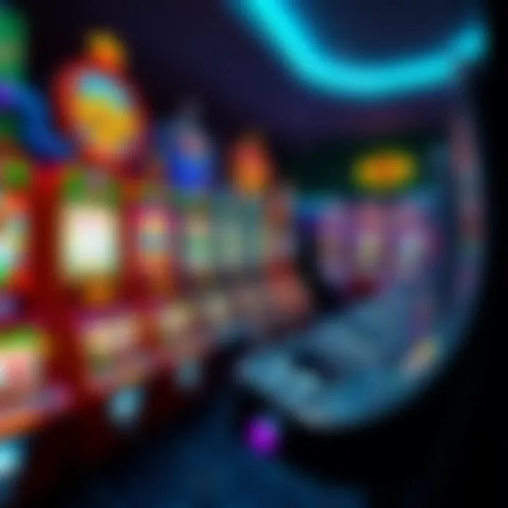 Colorful slot machines and card games on an online casino platform