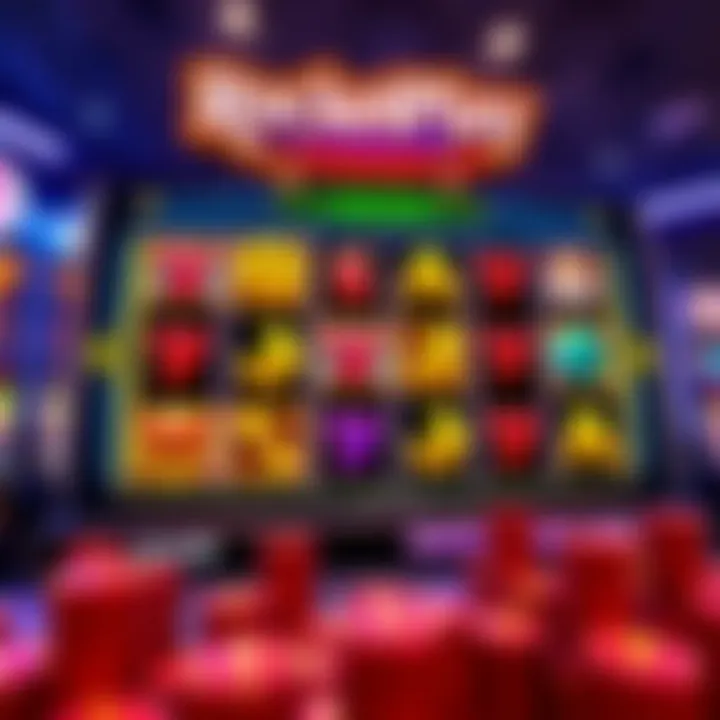 RocketPlay slot interface showing reels with vibrant symbols and dynamic gameplay