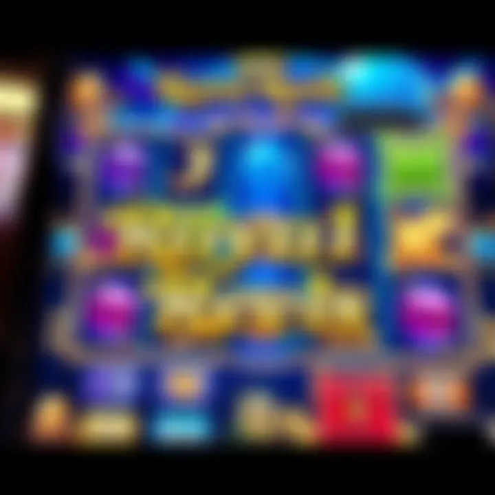 User interface showcasing Royal Reels app's slot game with vibrant icons and interactive buttons