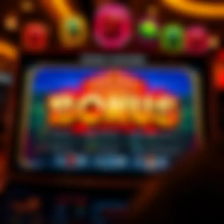 Visual representation of bonus features and betting options on a casino slot game screen