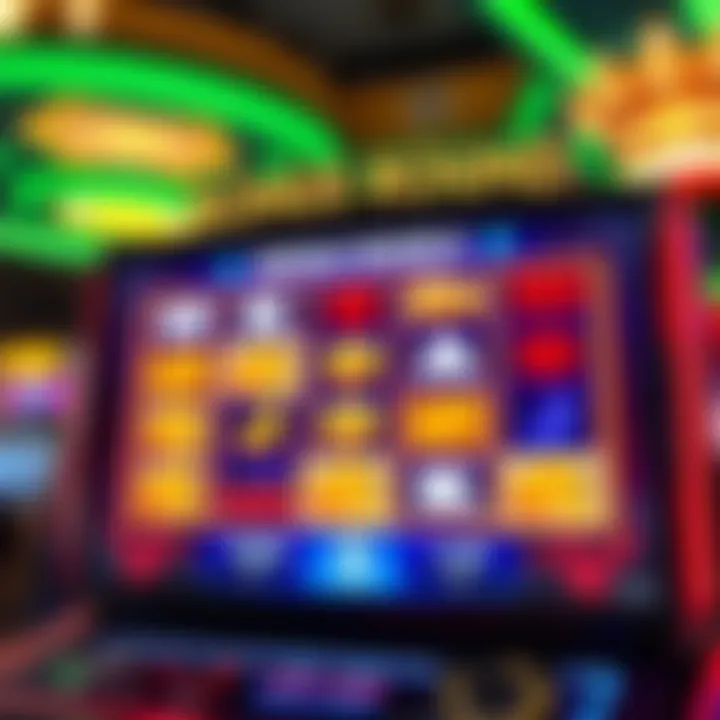 Digital screen showcasing bonus round features and winning combinations in a slot game