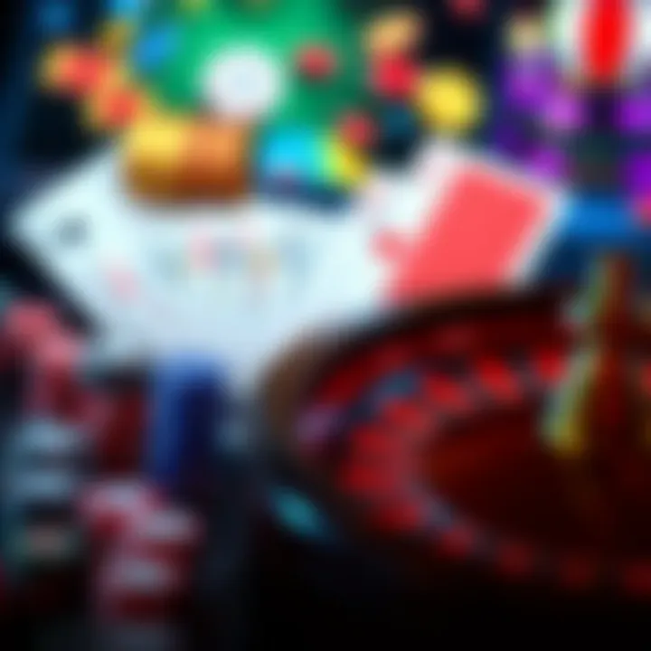 Game Variety and Payment Options at Royal Reels Casino Selection of casino game icons including cards, roulette wheel, and chips on digital platform