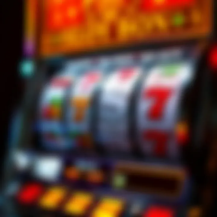 Classic slot machine interface showing reels with traditional symbols like fruits and lucky sevens