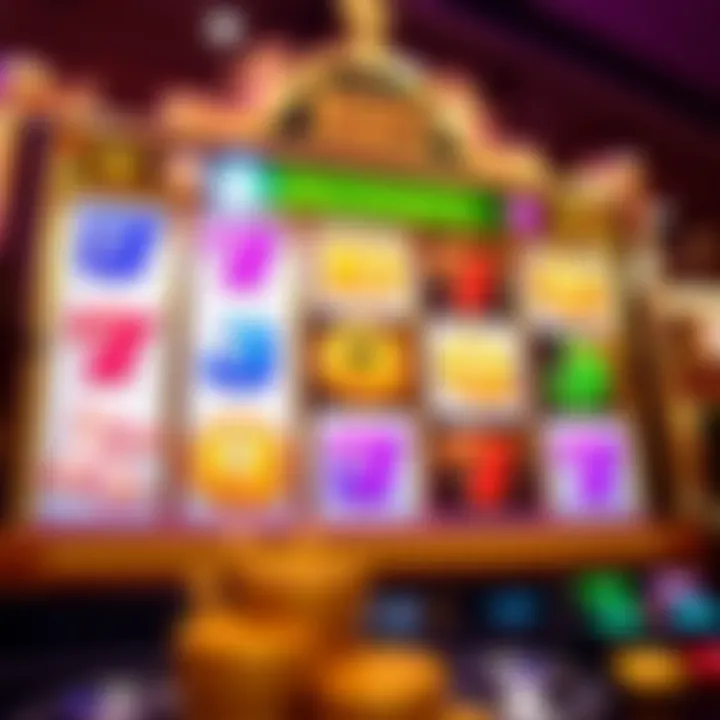 Colorful reels of a classic casino slot game featuring vibrant symbols and a shining jackpot