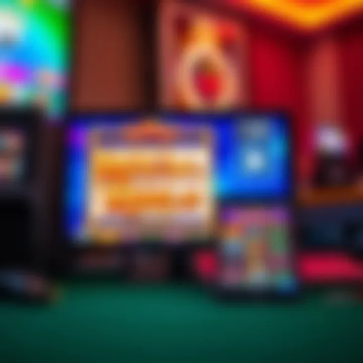 Illustration of a smartphone and computer showing the Royal Reels slot game ready for download